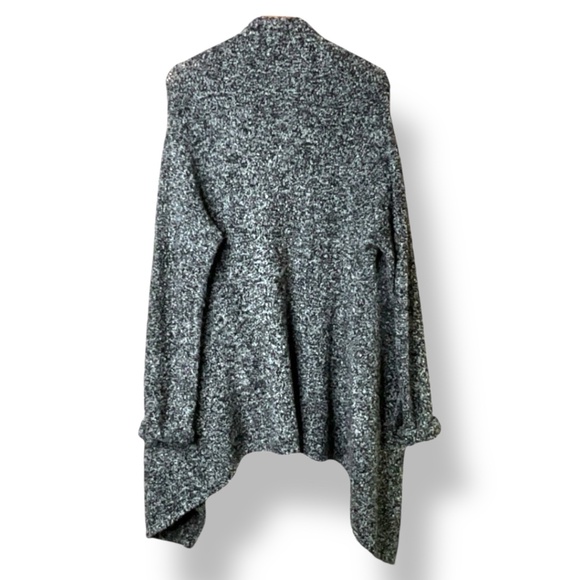 JOIE Wool Blend Marled Grey Waterfall Open Front Cardigan w/ Pockets  Sz L - Picture 3 of 8